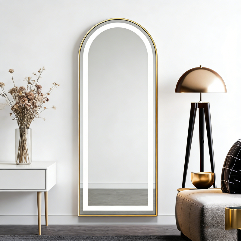 Led 3 colour Gold Arch Wall MIrror 