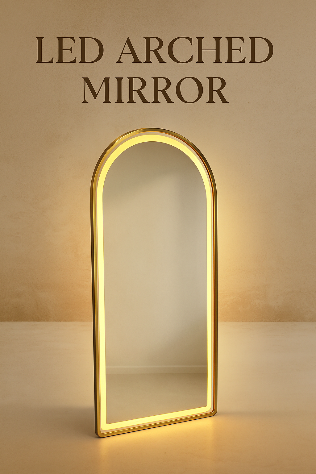 Modern Salon Furniture Arched Front Lit LED Salon/ Barber Aluminium frame Mirror – Premium Glass, 2 cm Aluminum Frame, hi powered 3-Color Light