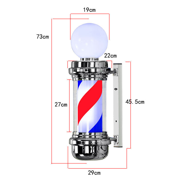 MSF Barber Shop Pole Light Red White Blue Spinning Hair Salon Sign