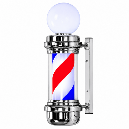 MSF Barber Shop Pole Light Red White Blue Spinning Hair Salon Sign