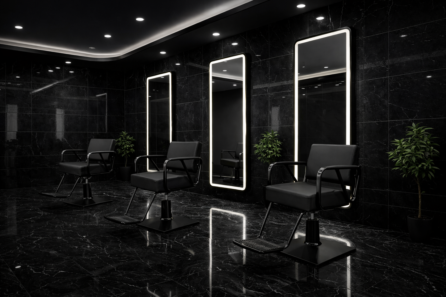 Modern Salon Furniture Rectangle Front Lit LED Salon/ Barber Aluminium frame  Mirror – Premium Glass, 2 cm Aluminum Frame, hi powered 3-Color Light