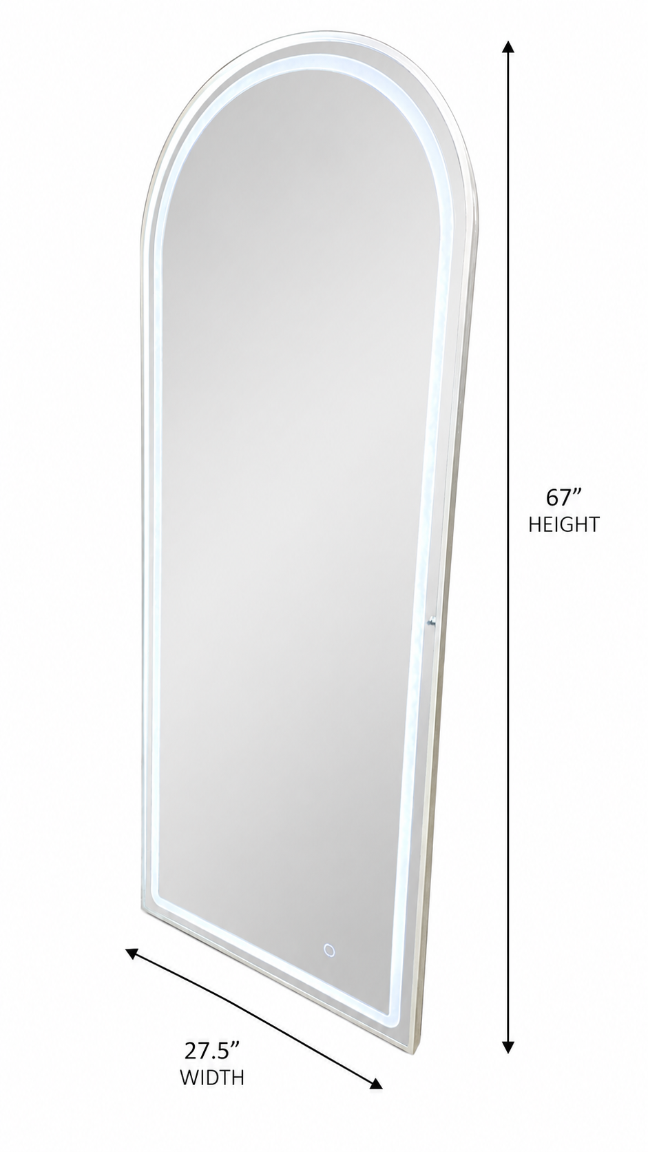 Modern Salon Furniture Arched Front Lit LED Salon/ Barber Aluminium frame Mirror – Premium Glass, 2 cm Aluminum Frame, hi powered 3-Color Light