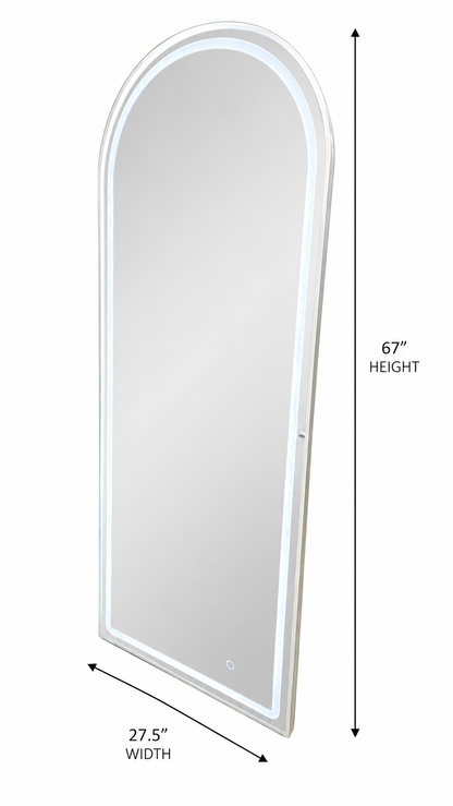 Modern Salon Furniture Arched Front Lit LED Salon/ Barber Aluminium frame Mirror – Premium Glass, 2 cm Aluminum Frame, hi powered 3-Color Light