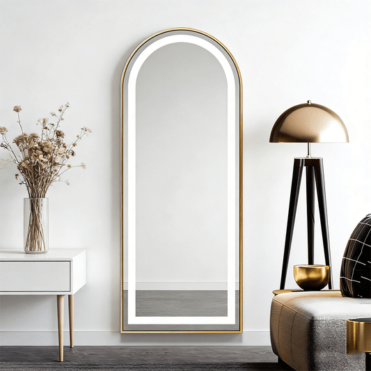 Led 3 colour Gold Arch Wall MIrror 